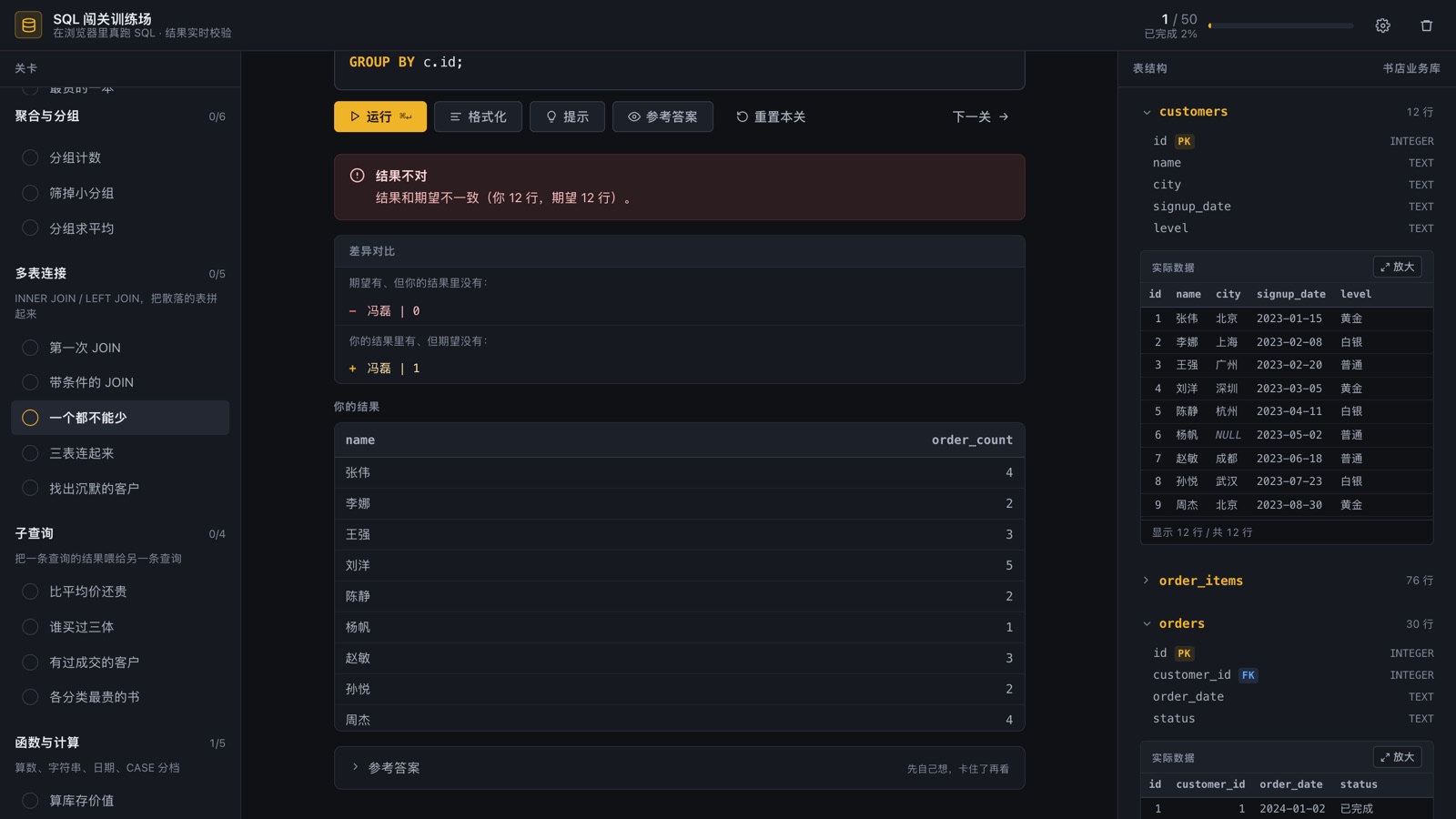 差异面板把写错的那一行直接摆出来